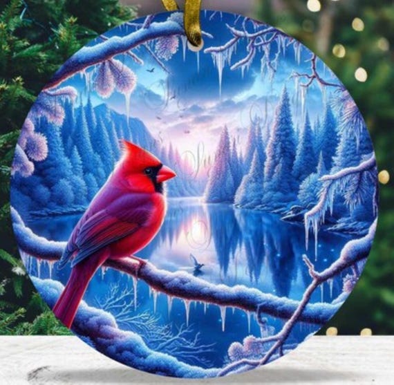 Pretty Christmas Cardinal & Chickadee ORNAMENTS, Your Choice of 4 Designs, Includes Gift Box, FAST SHIPPING!
