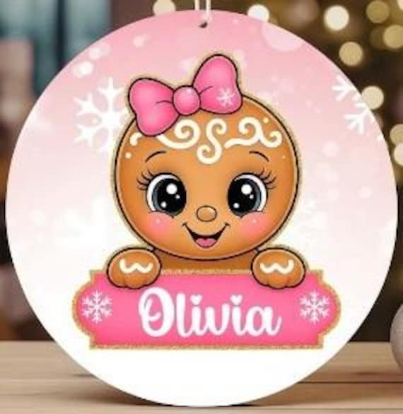 Cute Gingerbread Ornament with Name. Includes Gift Box, FAST SHIPPING!