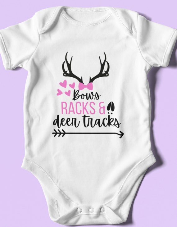 Cute "Bows. Racks and Deer Tracks" Infant Bodysuit, hunter's daughter, baby shower gift, FAST SHIPPING!