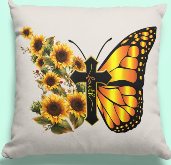 Faith Butterfly Pillow Cover for 18"x18" Pillow, Nice Gift, FAST SHIPPING!