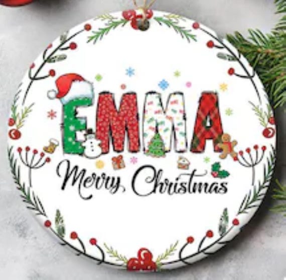 Personalized Kids' Ornaments with Christmas Alphabet, Includes Gift Box, FAST SHIPPING!