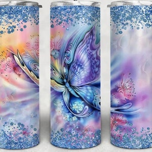 Beautiful Butterfly 20oz Shimmer double-wall stainless steel tumbler, Great Gift, FAST SHIP!