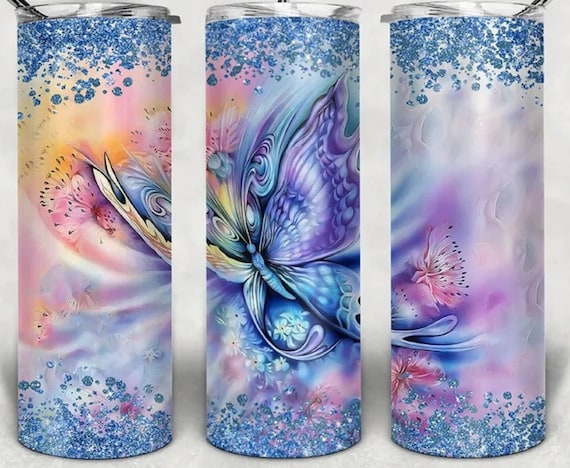 Beautiful Butterfly 20oz Shimmer double-wall stainless steel tumbler, Great Gift, FAST SHIP!