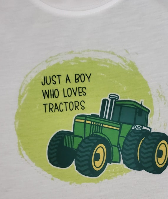 Just a Boy Who Loves Tractors T-Shirt, Short or Long-Sleeve, FAST SHIPPING!