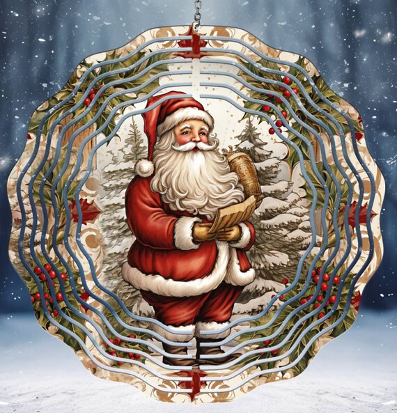 Beautiful Victorian Santa Wind Spinners, Optional Spiral Tail Available, Great Gifts! FAST SHIPPING!