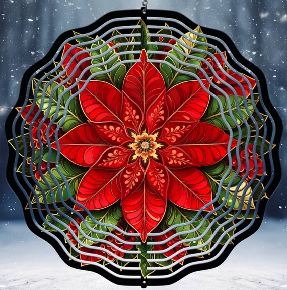 Beautiful Poinsetta 10" Wind Spinners, Optional Spiral Tail Available, Great Gifts! FAST SHIPPING!