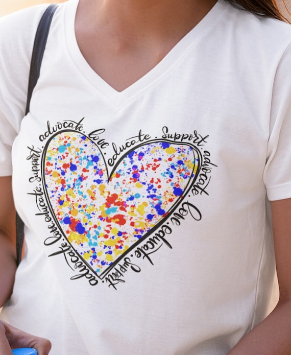 Autism Educate, Advocate, Love, Support Heart Shirt