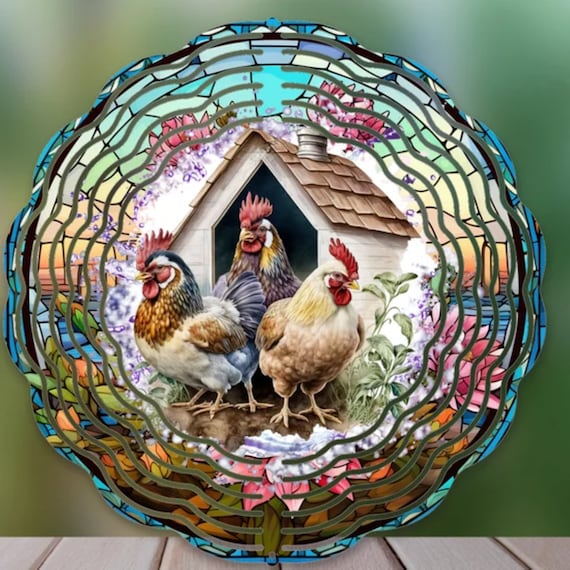Beautiful Rooster 10" Wind Spinner, Optional Spiral Tail Available, Great Gift, FAST SHIPPING!