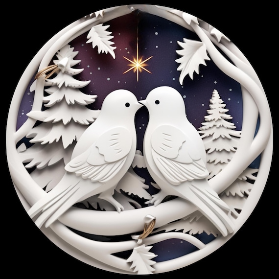 Beautiful 3D-Look Pair of Doves Ornament, Can Personalize Back of Ornament, Includes Gift Box, Item #O153, FAST SHIPPING!