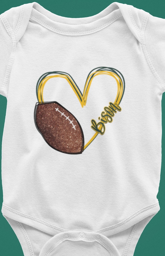 Pretty Football Heart, Bison, Football Infant Bodysuit or Toddler T-Shirt