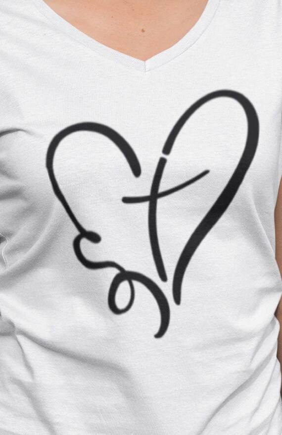 Christian Cross Heart T-Shirt, FAST SHIPPING!