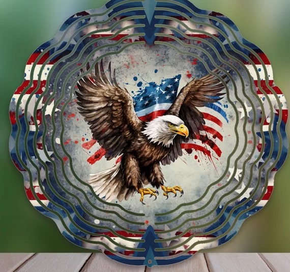 Beautiful American Eagle 10" Wind Spinners, Optional Spiral Tail Available, All Weather, FAST SHIPPING!