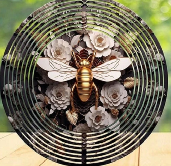 Beautiful Bee 10" Wind Spinners, Optional Spiral Tail Available, FAST SHIPPING!