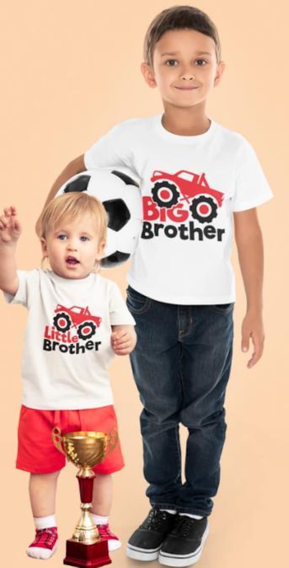 Big Brother T-Shirts/Little Brother Onesies, BLUE or RED Monster Truck. Fast Shipping!
