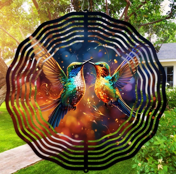 Beautiful Vivid Colored Hummingbird 10" Wind Spinner, Great Gift for Teachers, Pastor, Caregivers, Neighbors, anyone!  FAST SHIPPING!