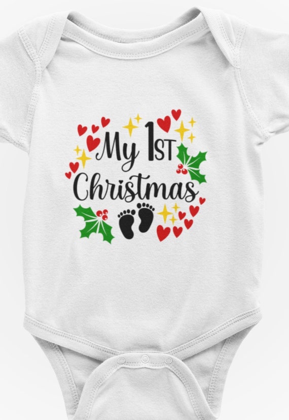 Cute "My First Christmas" Bodysuit, Short or Long Sleeves, FAST SHIPPING!