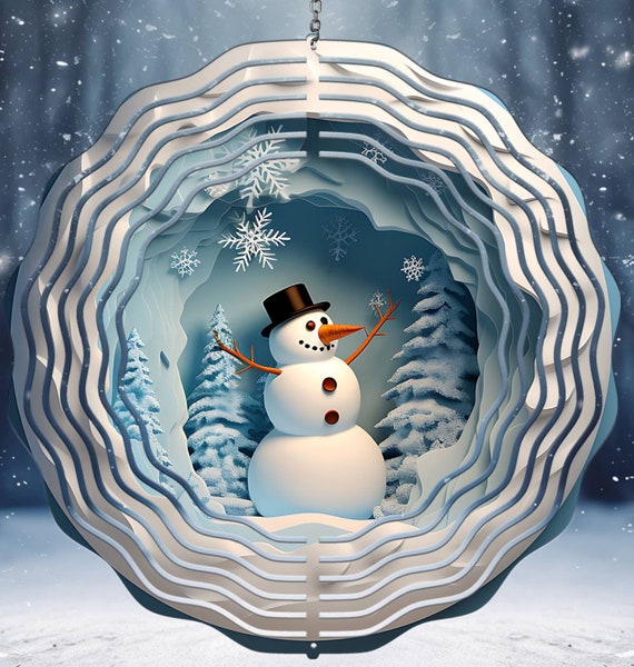 3D Snowman 10" Wind Spinners, Optional Spiral Tail Available, Great Gift-teachers, neighbors, caregivers, Secret Santa...FAST SHIPPING!