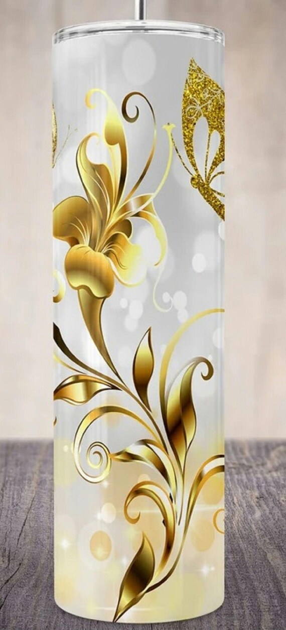 Beautiful Gold Butterfly 20 oz Tumbler, FAST SHIPPING!