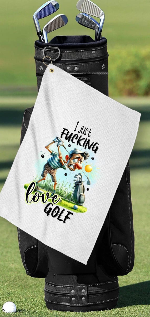 Funny "I Just F'n Love Golf" Golf Towel, FAST SHIPPING!