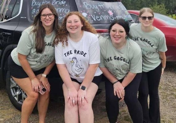 Bachelorette Party T-Shirts "The Bride and her Gaggle", Choice of Colors,  FAST SHIPPING!