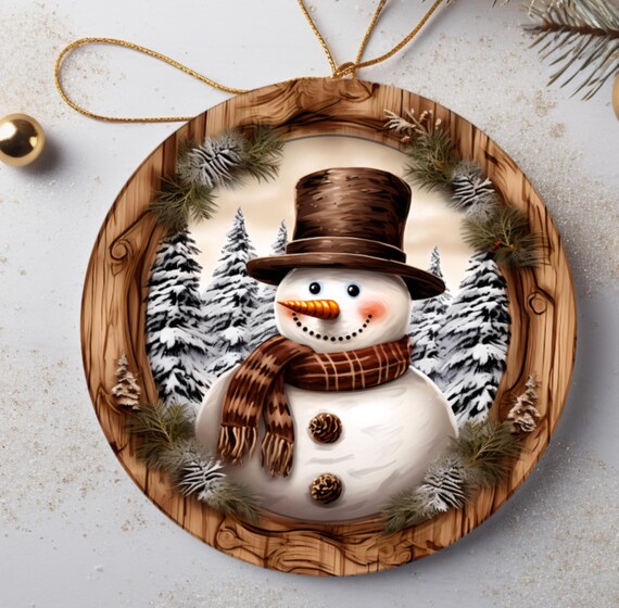 Cute Rustic Snowman Ornament, Includes Gift Box, FAST SHIPPING!