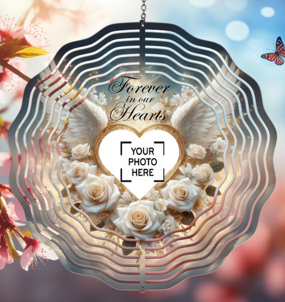 Beautiful Heavenly Personalized Memorial 10" Wind Spinner, Item #SP340, Optional Spiral Tail Available, FAST SHIPPING!