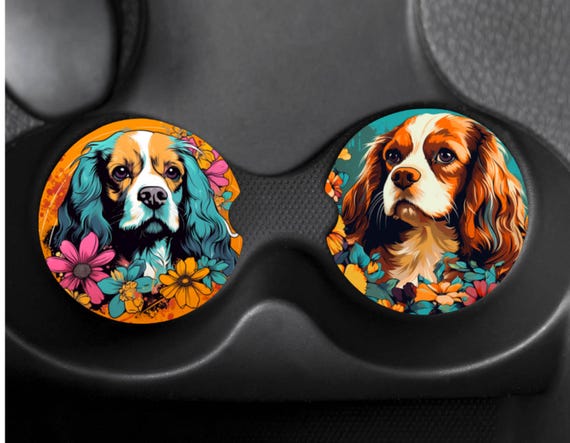 Fun Sets of 2 Car Cup Coasters, Many Dog Breeds Available, Fast FREE Shipping!