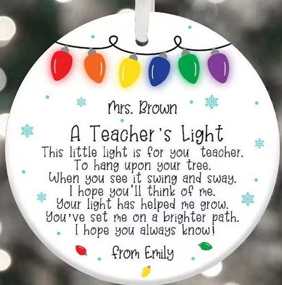 Personalized Christmas Ornament for Teacher, Includes Gift Box, FAST SHIPPING!
