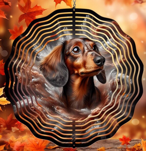 Adorable Dachshund 10" Wind Spinner, Optional Spiral Tail Available, FAST SHIPPING!