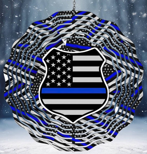 Back the Blue 10" Wind Spinner, Optional Spiral Tail Available, FAST SHIPPING!