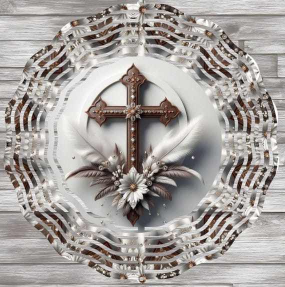 Christian Cross 10" Spinner, Item #SP334, Optional Spiral Tail Available, FAST SHIPPING!