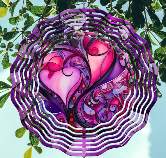 Beautiful Heart 10" Wind Spinner, Valentine, Optional Spiral Tail Available, FAST SHIPPING!