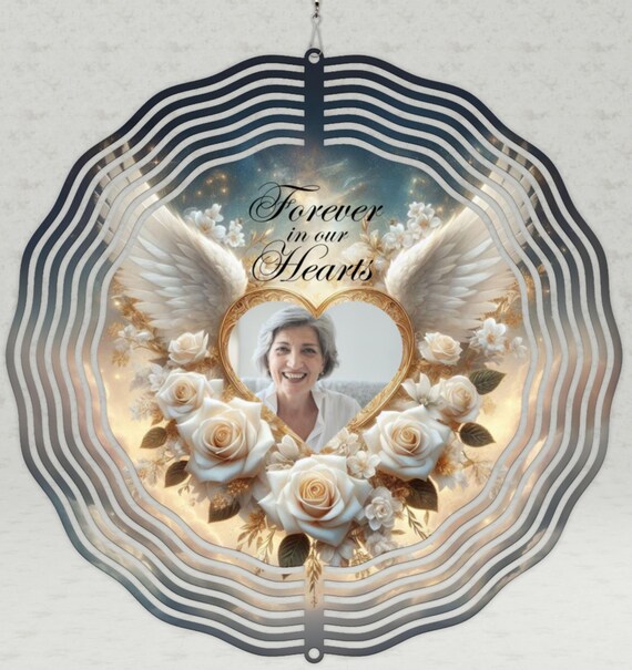 Beautiful Heavenly Personalized Memorial Wind Spinner, Choice of 8" or 10", Optional Spiral Tail Available, FAST SHIPPING!