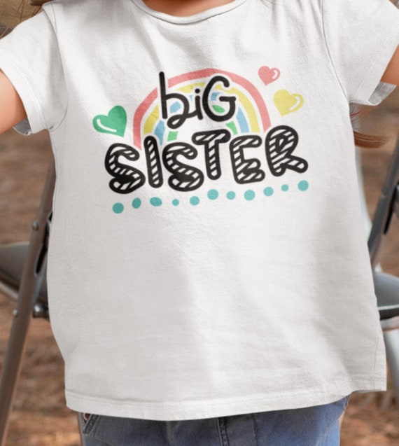 Pretty "Big Sister/Little Sister" Rainbow T-Shirt/Bodysuit, Short or Long Sleeve Options, FAST SHIPPING!