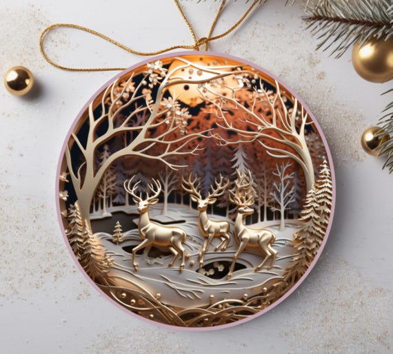 3D-Look Deer Ornament, Includes Gift Box, FAST SHIPPING!