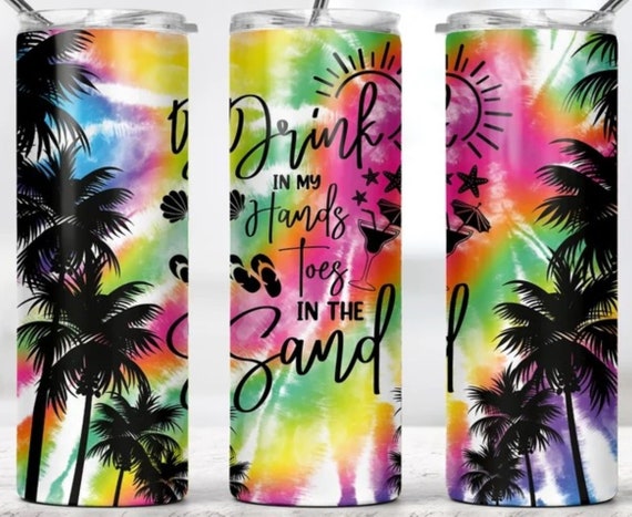 Drink in My Hand...Toes in the Sand, 20 oz Double-Wall Stainless Steel Tumbler, FAST SHIPPING!