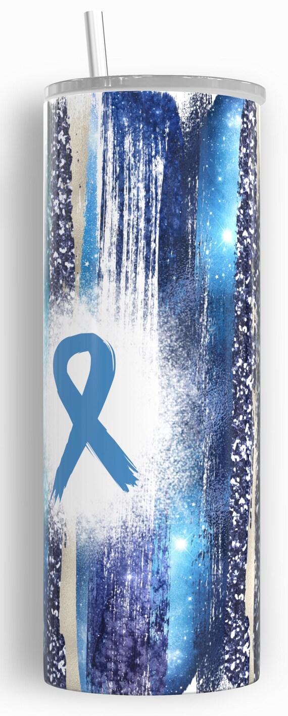 CLEARANCE!  Diabetes Awareness Blue Ribbon 20 oz Double-Walled Stainless-Steel Tumblers, FAST SHIPPING!