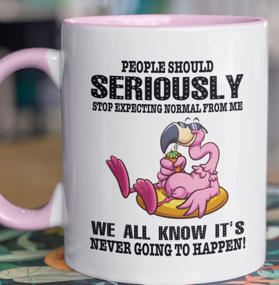 People Seriously Should Stop Expecting Normal from Me, We all know it's Never Going to Happen, Flamingo 11 oz Mug