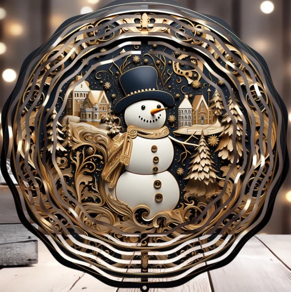 Beautiful Snowman 10" Wind Spinner, Optional Spiral Tail Available, FAST SHIPPING!