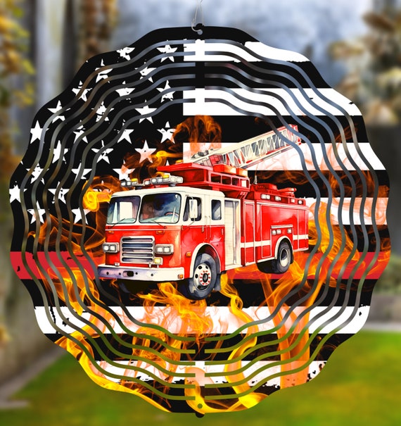 Firefighter 10" Wind Spinner, Optional Spiral Tail Available, FAST SHIPPING!