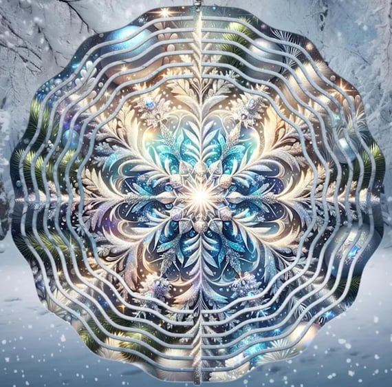 Beautiful Sparkly Snowflake 10" Wind Spinners. Item #292, Optional Spiral Tail Available, FAST SHIPPING!