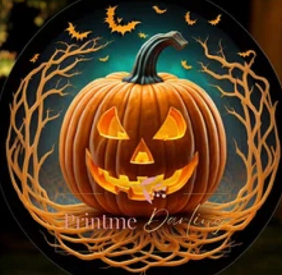 Cute Jack-O-Lantern Halloween 10" Wind Spinner, Optional spiral tail available, FAST SHIPPING!