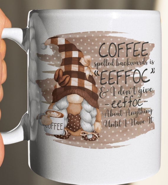 Coffee Spelled Backwards, Large 15 oz Coffee Mug, Fun Gift for Friends or Co-workers,