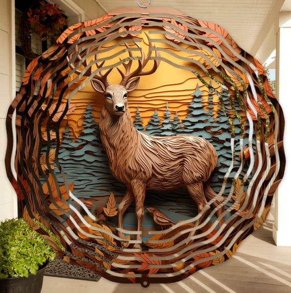 Beautiful 3D-Look Deer Wind Spinner, Item #SP277, Optional Spiral Tail Available, FAST SHIPPING!