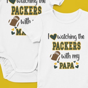 I Love Watching the Packers with my Papa (or Grandpa, Daddy, Mama, Pop Pop, Pawpaw...) Bodysuit or Toddler T-Shirt, Packer Fan