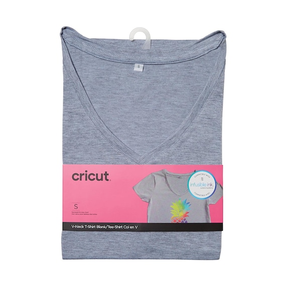 Cricut Women's Blank V-Neck T-Shirts, Gray & White, Great for Sublimation or Infusible Ink