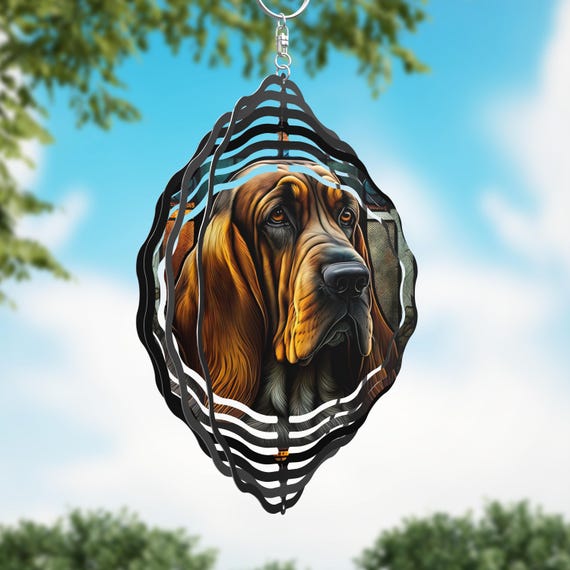 Handsome Bloodhound on your choice of an 8" or 10" Spinner, Optional Spiral Tail Available, FAST SHIPPING!