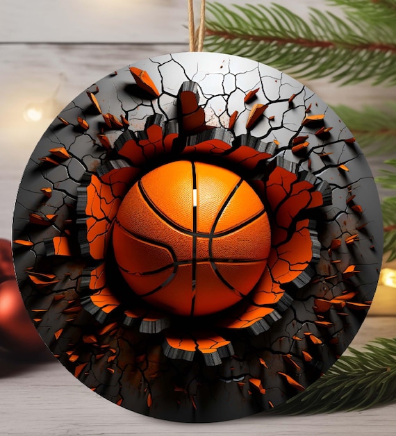 3D-Look Basketball Ornament, Includes Gift Box, FAST SHIPPING!