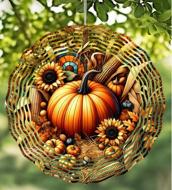 Beautiful Fall 10" Wind Spinner, Optional Spinner Tail Available, FAST SHIPPING!