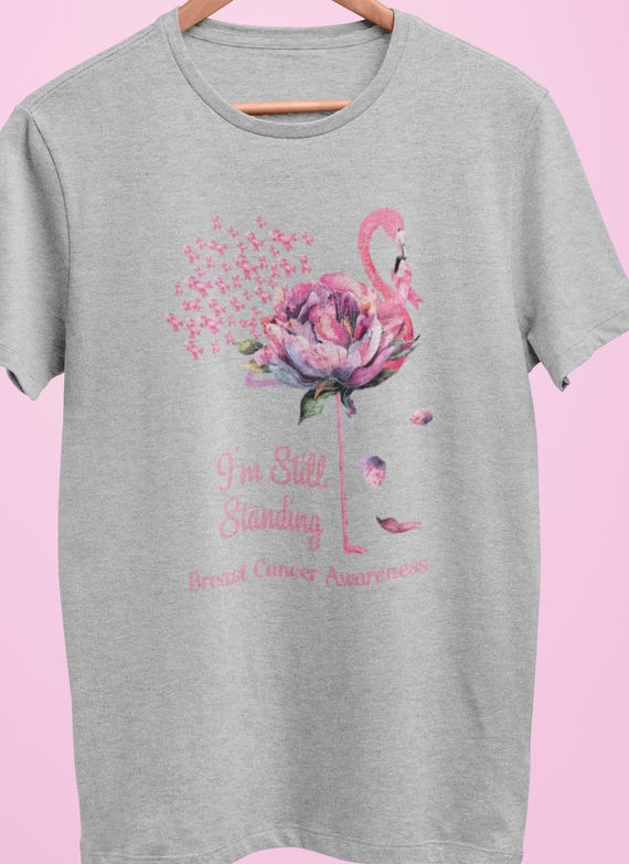 CLEARANCE!  Cute T-Shirt for Breast Cancer Awareness, "I'm Still Standing", Unisex Heather Gray Crew Neck Size Medium, FAST SHIPPING!